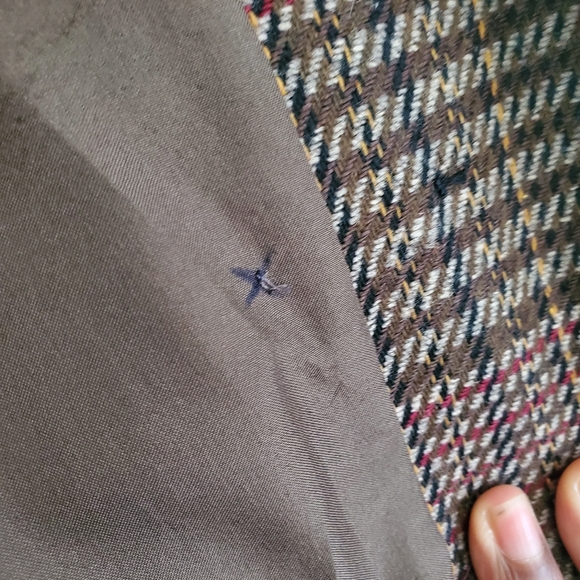 VINTAGE | Plaid Houndstooth Wool Blend Collared Blazer (Vintage Size 12) - Picture 7 of 11